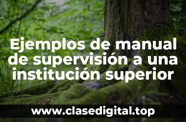 Ejemplos de manual de supervisión a una institución superior