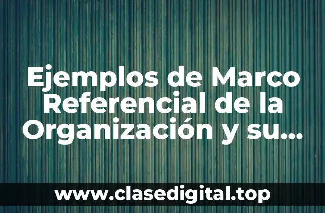 Ejemplos de Marco Referencial de la Organización y su Entorno