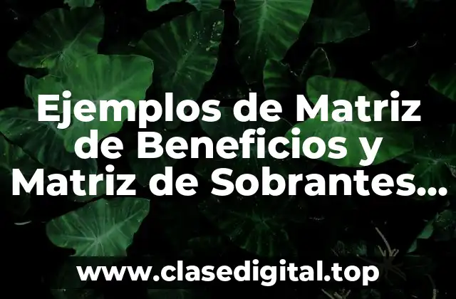 Ejemplos de Matriz de Beneficios y Matriz de Sobrantes y Faltantes