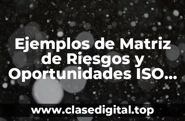 Ejemplos de Matriz de Riesgos y Oportunidades ISO 45001