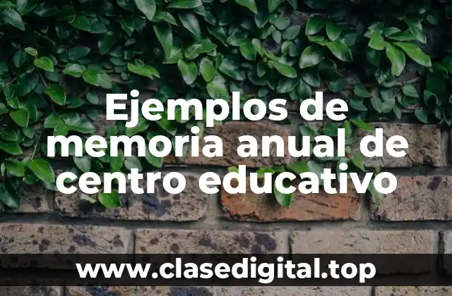 Ejemplos de memoria anual de centro educativo