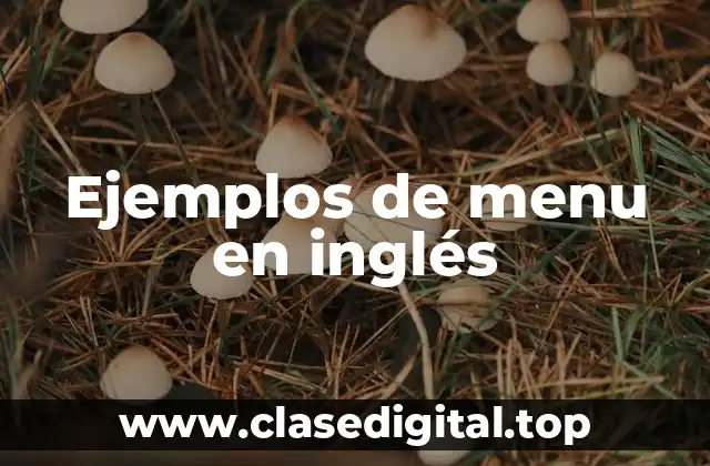 Ejemplos de menu en inglés