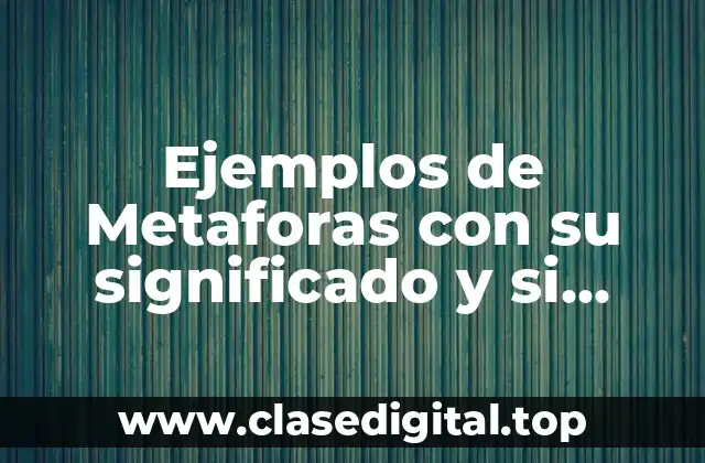 Ejemplos de Metaforas con su significado y si dudamos