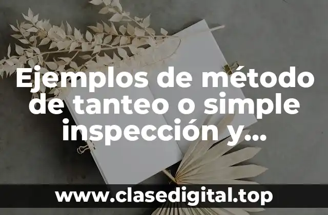 Ejemplos de método de tanteo o simple inspección y Significado