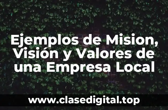 Ejemplos de Mision, Visión y Valores de una Empresa Local