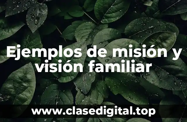 Ejemplos de misión y visión familiar