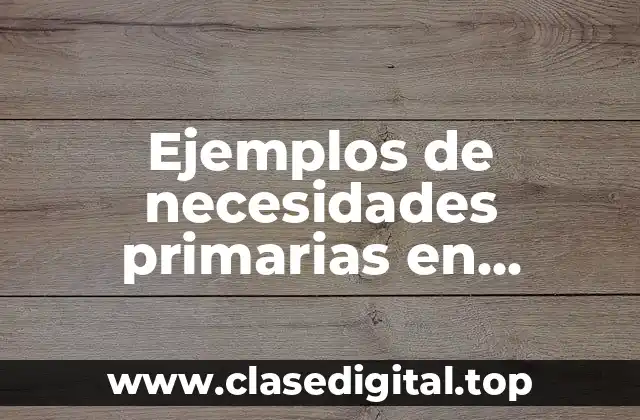 Ejemplos de necesidades primarias en economía