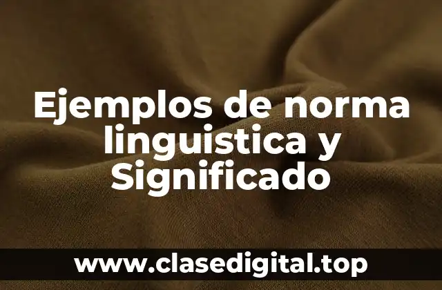 Ejemplos de norma linguistica y Significado
