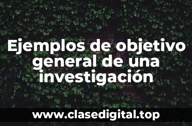 Ejemplos de objetivo general de una investigación
