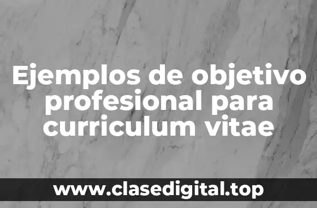 Ejemplos de objetivo profesional para curriculum vitae