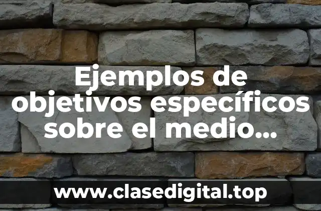 Ejemplos de objetivos específicos sobre el medio ambiente
