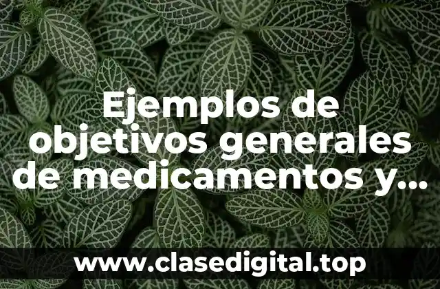 Ejemplos de objetivos generales de medicamentos y Significado