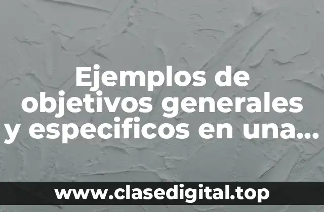 Ejemplos de objetivos generales y especificos en una investigación y Significado