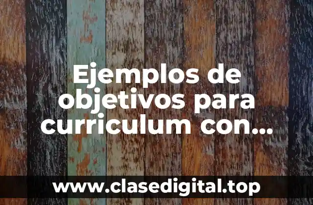 Ejemplos de objetivos para curriculum con experiencia