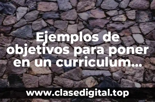 Ejemplos de objetivos para poner en un curriculum vitae