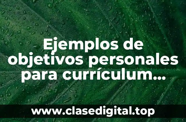 Ejemplos de objetivos personales para currículum vitae tecnico en