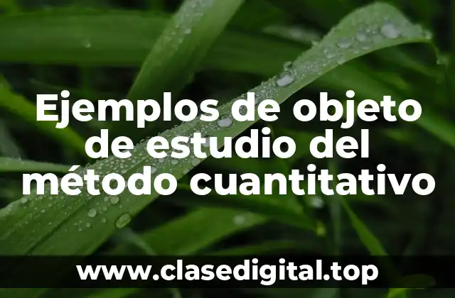 Ejemplos de objeto de estudio del método cuantitativo