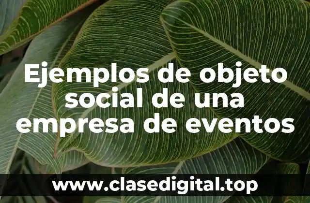 Ejemplos de objeto social de una empresa de eventos
