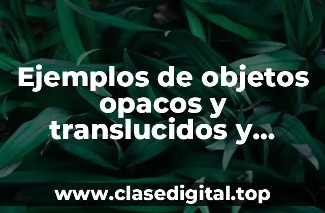 Ejemplos de objetos opacos y translucidos y Significado