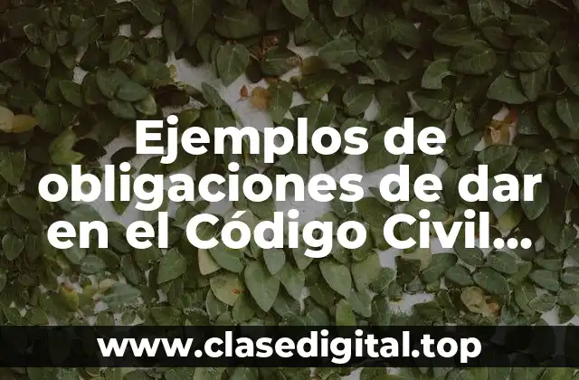 Ejemplos de obligaciones de dar en el Código Civil Mexicano
