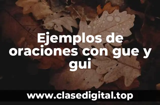 Ejemplos de oraciones con gue y gui