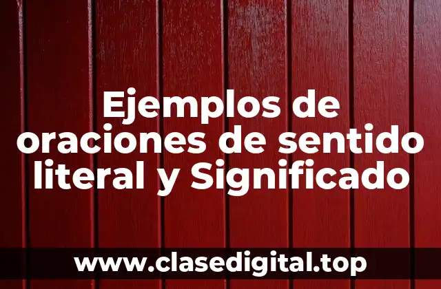 Ejemplos de oraciones de sentido literal y Significado