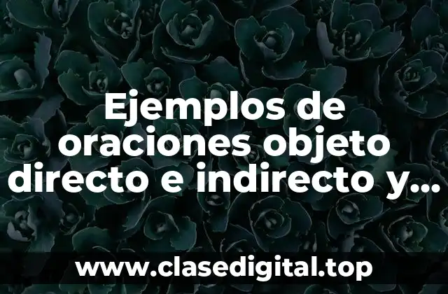 Ejemplos de oraciones objeto directo e indirecto y Significado