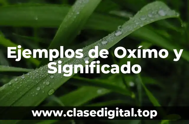 Ejemplos de Oxímo y Significado