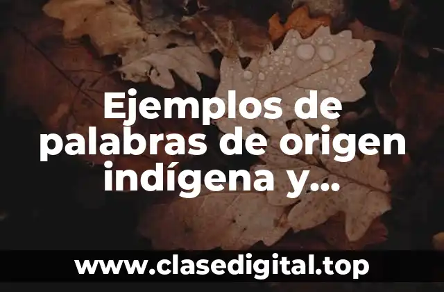 Ejemplos de palabras de origen indígena y Significado