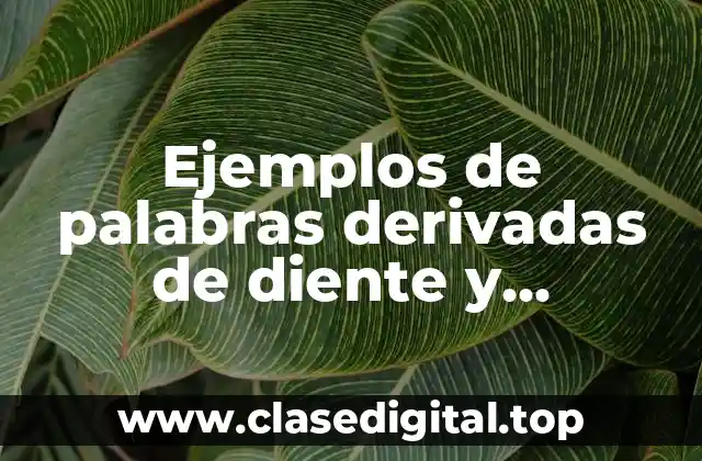 Ejemplos de palabras derivadas de diente y Significado