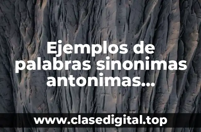 Ejemplos de palabras sinonimas antonimas homonimas y homofonas