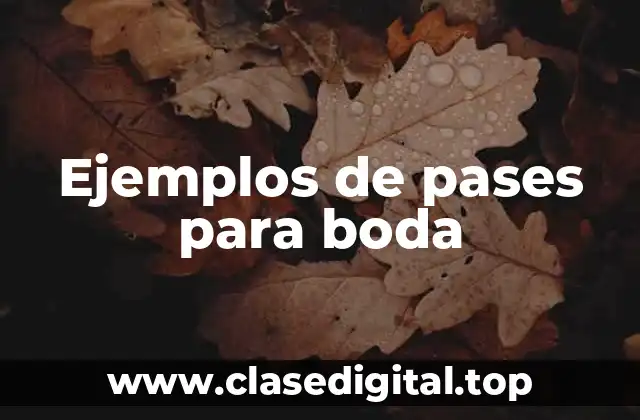 Ejemplos de pases para boda