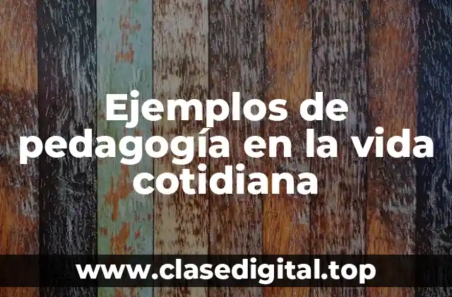 Ejemplos de pedagogía en la vida cotidiana