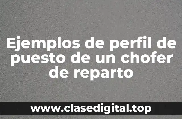 Ejemplos de perfil de puesto de un chofer de reparto