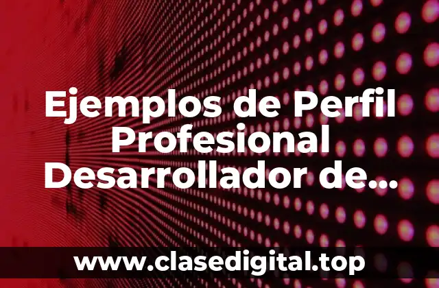 Ejemplos de Perfil Profesional Desarrollador de Software y Significado