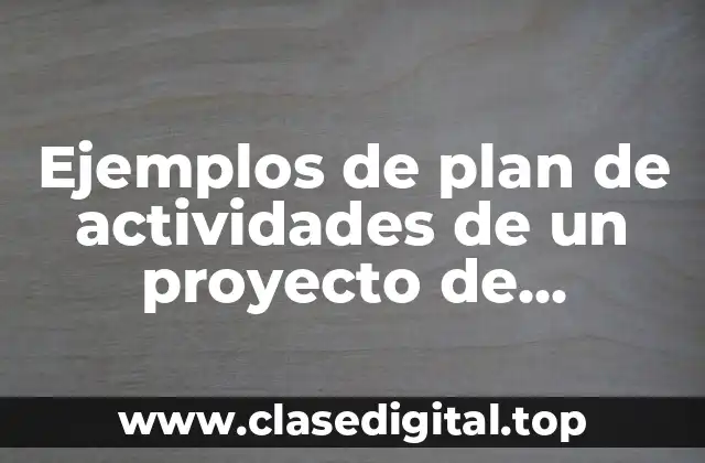 Ejemplos de plan de actividades de un proyecto de investigación