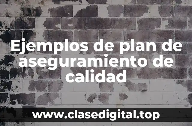 Ejemplos de plan de aseguramiento de calidad