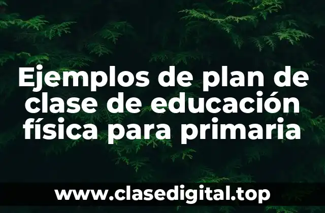 Ejemplos de plan de clase de educación física para primaria
