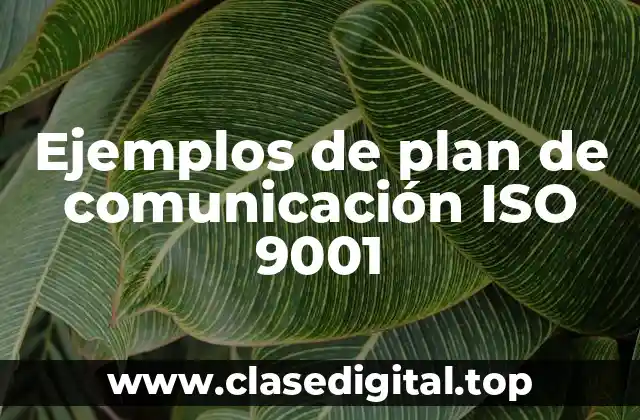 Ejemplos de plan de comunicación ISO 9001