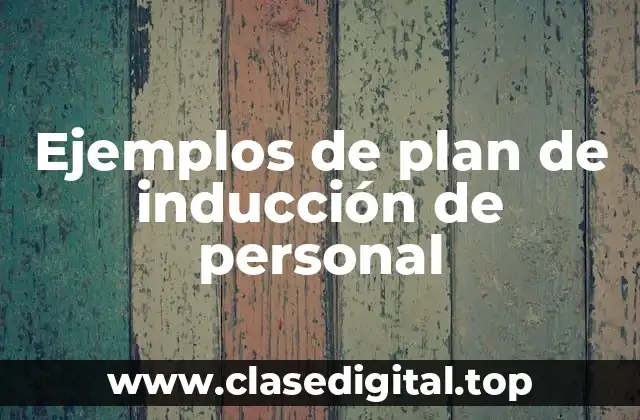 Ejemplos de plan de inducción de personal
