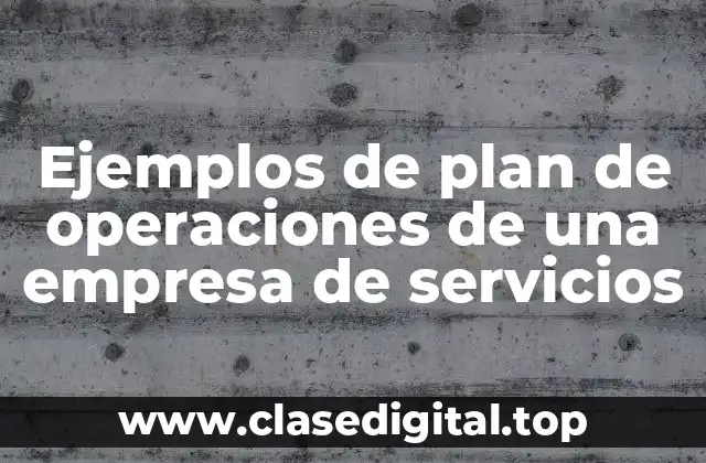 Ejemplos de plan de operaciones de una empresa de servicios