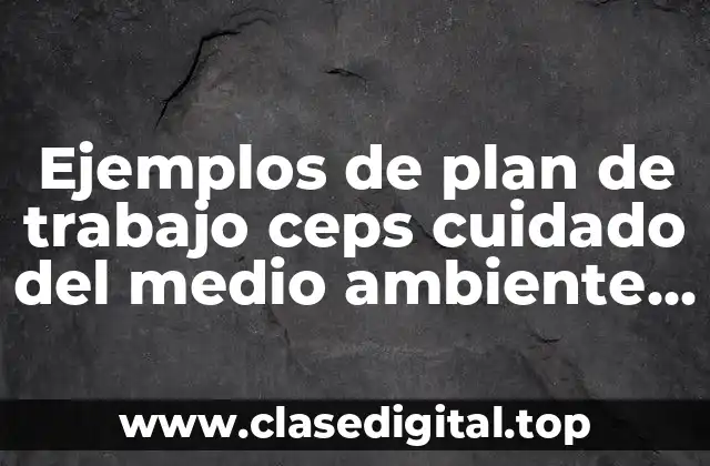 Ejemplos de plan de trabajo ceps cuidado del medio ambiente y Significado
