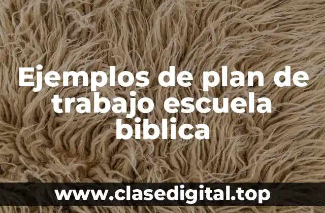 Ejemplos de plan de trabajo escuela biblica