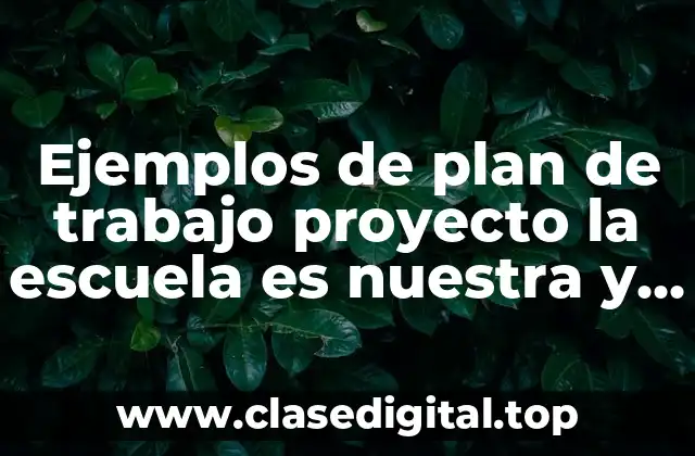 Ejemplos de plan de trabajo proyecto la escuela es nuestra y Significado