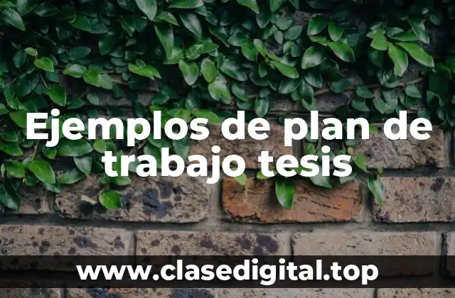 Ejemplos de plan de trabajo tesis