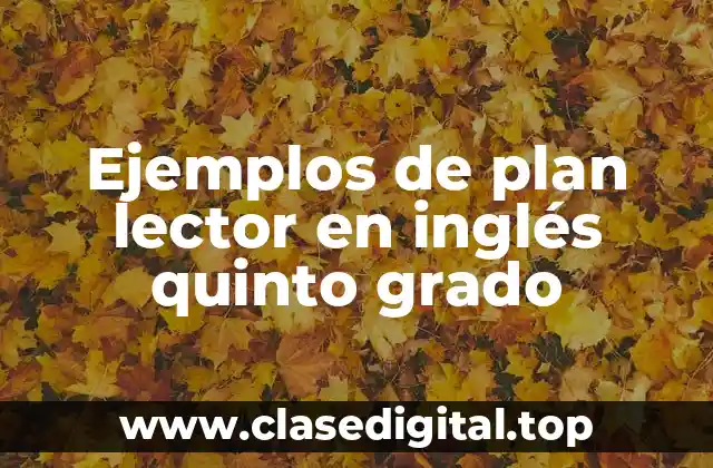 Ejemplos de plan lector en inglés quinto grado