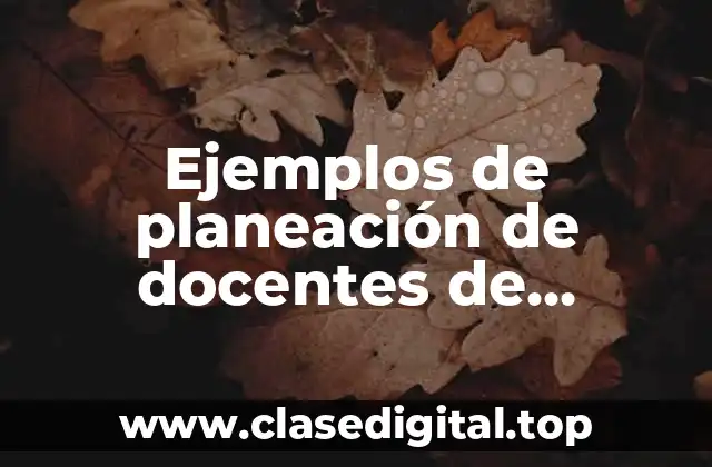 Ejemplos de planeación de docentes de comunicación en educación especial