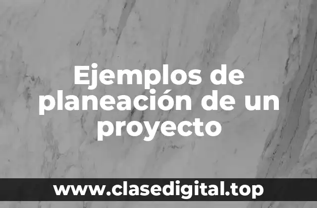 Ejemplos de planeación de un proyecto