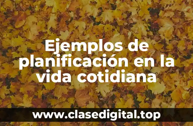 Ejemplos de planificación en la vida cotidiana