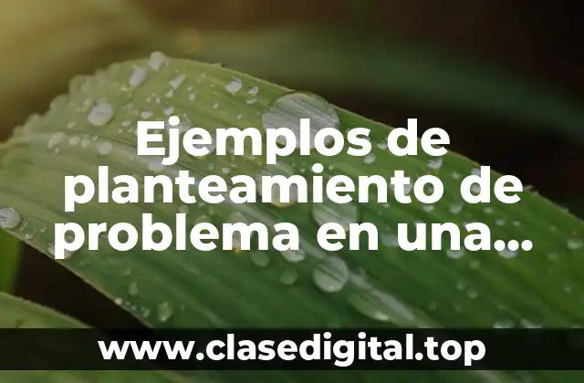 Ejemplos de planteamiento de problema en una investigación